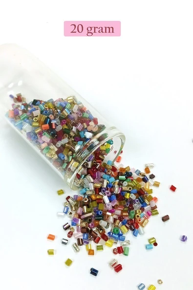 Kesme Cam Boncuk 2mm - 20 Gram - Karışık Renkli -BNC309 ürün görseli 1
