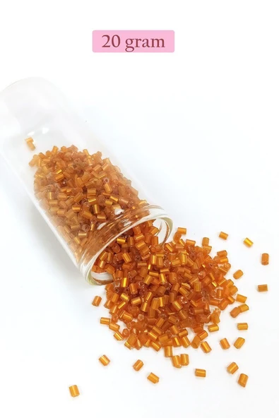 Kesme Cam Boncuk 2mm - 20 Gram - Şeffaf Koyu Turuncu -BNC327 ürün görseli 1