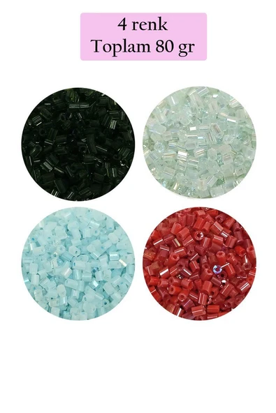 Kesme Cam Boncuk 2mm - 4 Renk - Toplam 80 Gram - BNC439 ürün görseli 1