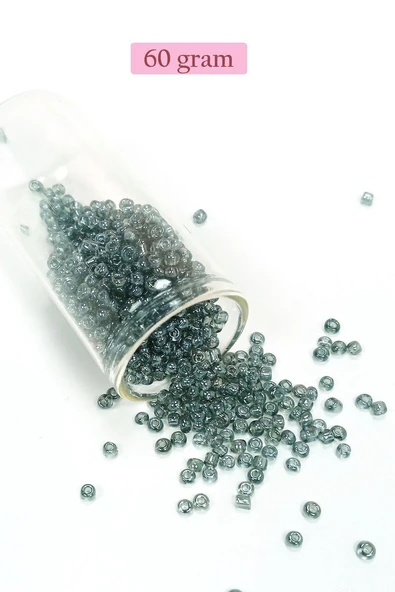 Dökme Cam Kum Boncuk (8/0) 3 mm - 60 Gram - Şeffaf Gri - BNC215 ürün görseli 1