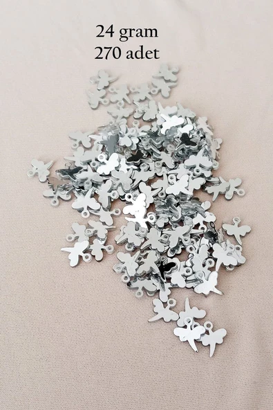 Oya Abiye Bileklik Kolye Pleksi Metalik Plastik Pul Gümüş Renk 24 gram 270 adet - BNC563 ürün görseli 1