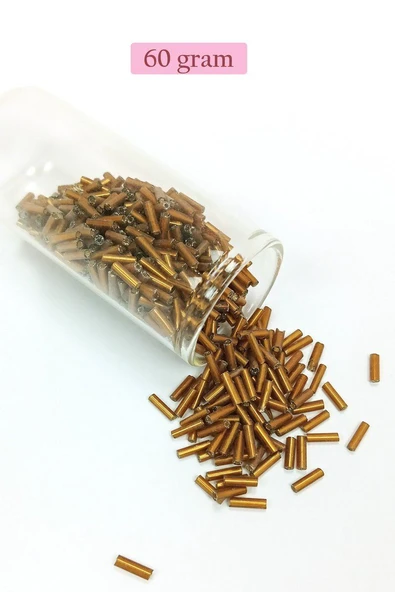 Uzun Boru Kesme Boncuk Çap 2mm Uzunluk 10 mm - 60 Gram - Gold - BNC287 ürün görseli 1