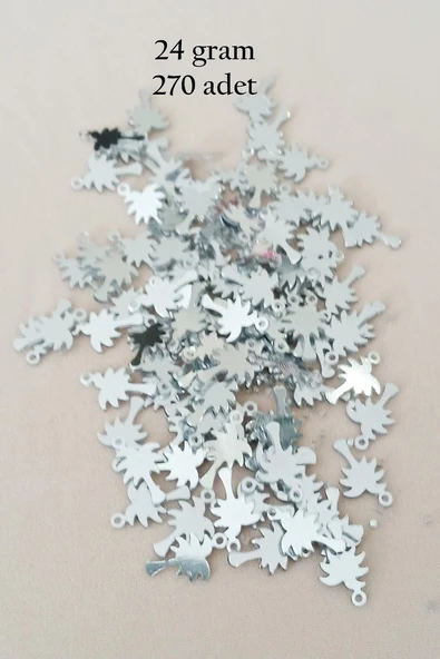 Oya Abiye Bileklik Kolye Pleksi Metalik Plastik Pul Gümüş Renk 24 gram 270 adet - BNC566 ürün görseli 1