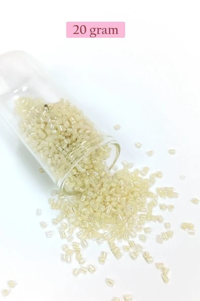 Kesme Cam Boncuk 2mm - 20 Gram - Şeffaf Krem -BNC339 ürün görseli 1