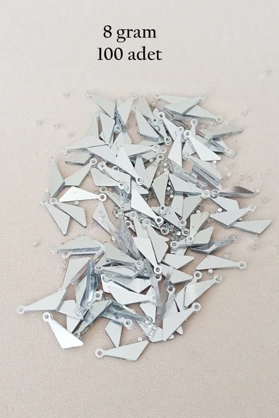 Oya Abiye Bileklik Kolye Pleksi Metalik Plastik Pul Gümüş Renk 8 gram 100 adet - BNC533 ürün görseli 1