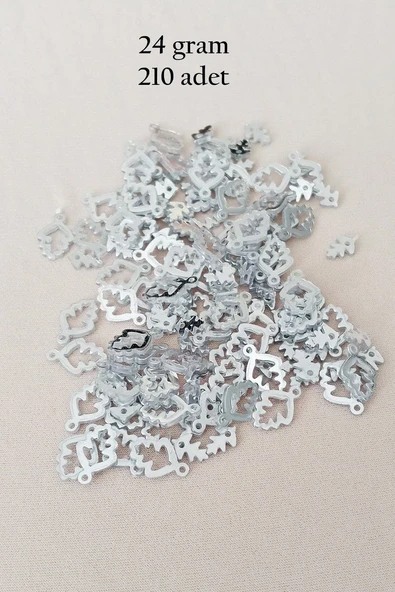 Oya Abiye Bileklik Kolye Pleksi Metalik Plastik Pul Gümüş Renk 24 gram 210 adet - BNC573 ürün görseli 1