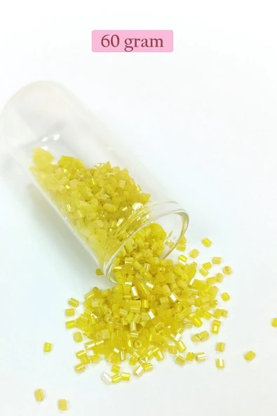 Kesme Cam Boncuk 2mm - 60 Gram - Koyu Sarı - BNC385 ürün görseli 1