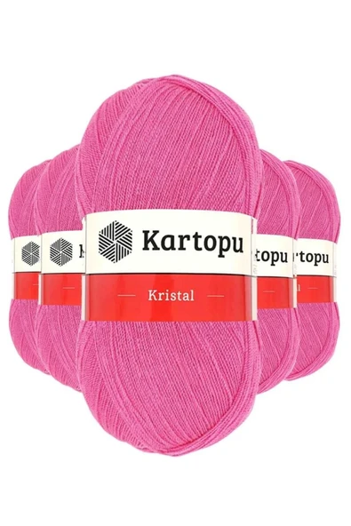 5 Adet Kristal Çift Katlı El Örgü Lif İpi Şeker Pembe K772 - kartopu mudanis ürün görseli 1