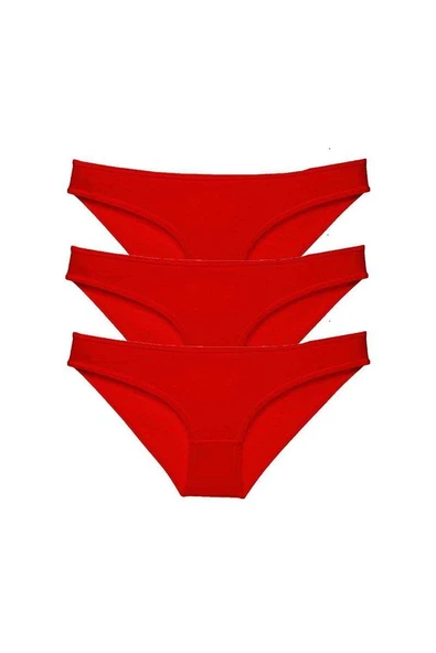 3 adet Süper Eko Set Likralı Kadın Slip Külot Kırmızı mudanis ürün görseli 1