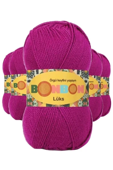 5 Adet Lüks Patik İpi Yünü Fuşya 98403 - bonbon mudanis ürün görseli 1