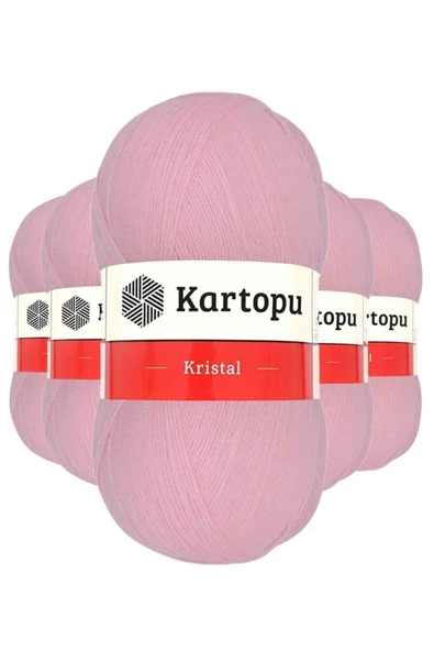 5 Adet Kristal Çift Katlı El Örgü Lif İpi Bebe Pembe K788 - kartopu mudanis ürün görseli 1