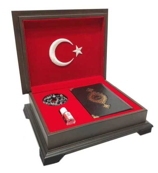 Ahşap Kutulu Kur'An(Çanta Boy Ay-Yıldız) (0353) ürün görseli 1