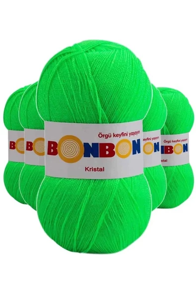 5 Adet Kristal El Örgü Lif İpi Fıstık Yeşili 98395 - bonbon mudanis ürün görseli 1