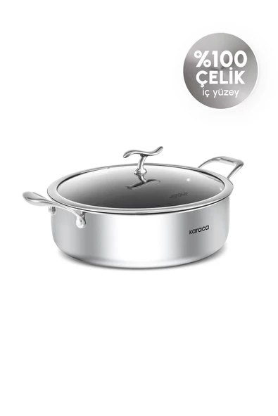 Plasma Steel 316+ 3Ply Yanmaz Yapışmaz Çelik Karnıyarık / Pilav Tencere 28 cm ürün görseli 1