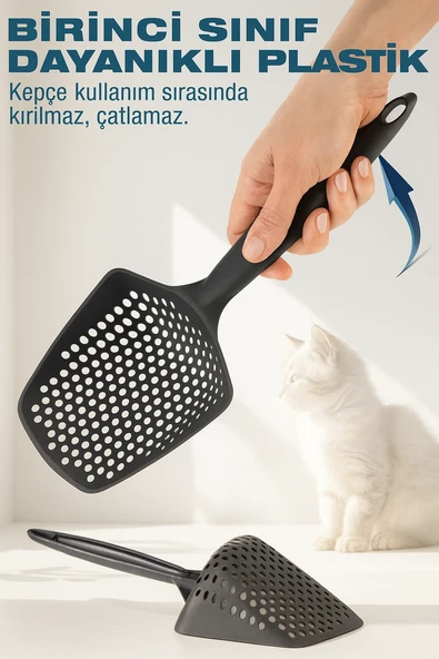 Mikro Delikli Kedi Kumu Küreği – Kum İsrafını Önleyen Dayanıklı Ergonomik Temizlik Küreği ürün görseli 1
