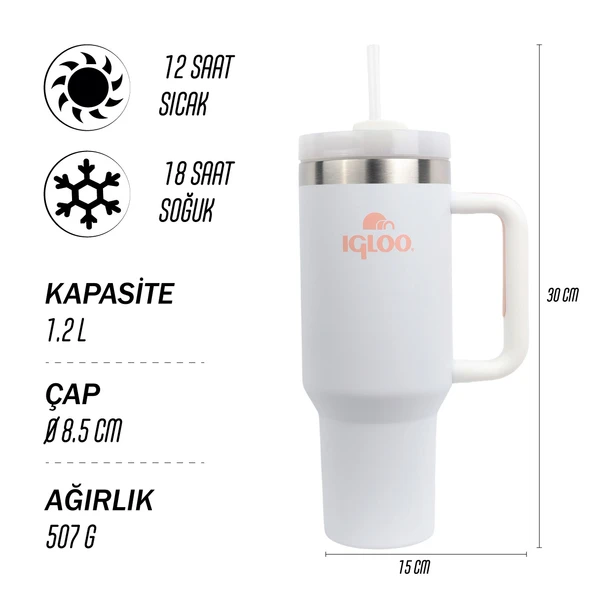Igloo Stadler Thermo-Mug 1.2 Litre-BEYAZ - Resim 4