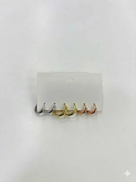Altılı Çok Renkli Halka Küpe - Kp00605 ürün görseli 1