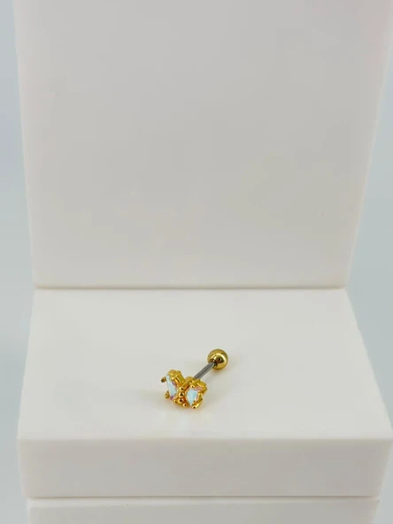 Zirkon Taşlı Uç Kısmı : Pirinç Kıkırdak Bar Uzunluğu : 6 Mm / Bar Kalınlığı 0.8 Mm / Top Boyu 3 Mm - Pt0060-1 ürün görseli 1