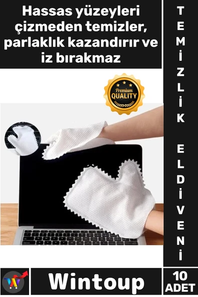 #Temizlik Mikrofiber Pratik Toz Emici Tekstil Etkili Ev Ofis Araç Temizlik Toz Alma Eldiveni 10 Adet ürün görseli 1