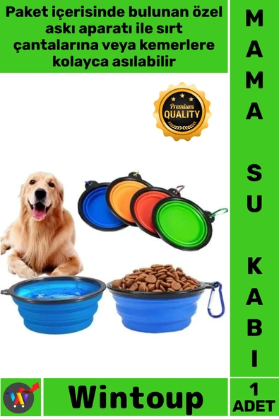 #Mama Taşınabilir Silikon Askı Aparatlı Pratik Akordeon Şık Katlanabilir Kedi Köpek Mama Su Kabı ürün görseli 1