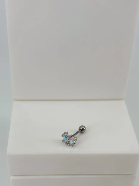 Rodyum Zirkon Taşlı Uç Kısmı : Pirinç Kıkırdak Bar Uzunluğu : 6 Mm / Bar Kalınlığı 0.8 Mm / Top Boyu 3 Mm - Pt0060 ürün görseli 1