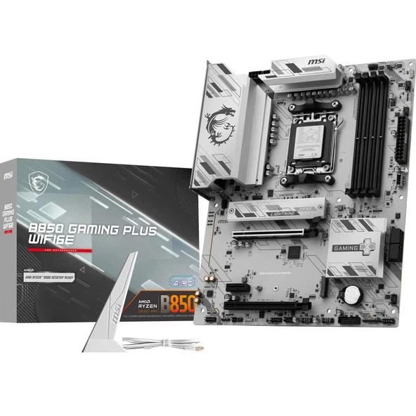 MSI B850 Gaming Plus WIFI6E anakart, ATX - AMD Ryzen 9000/8000/7000 işlemcileri destekler, AM5 - DDR5 RAM Boost 8200+ MT/s (OC), PCIe 4.0 x16, M.2 Gen5, Wi-Fi 6E, 2.5G LAN ürün görseli 1