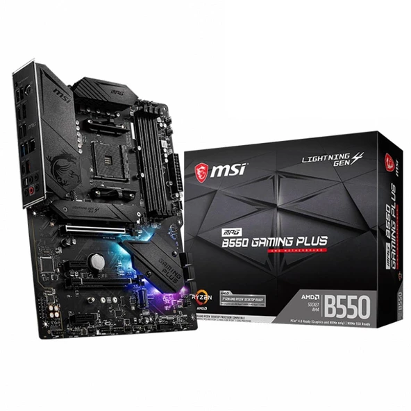MSI MPG B550 Gaming Plus (ATX AMD AM4 DDR4 M.2 USB 3.2 Gen 2 HDMI ATX Oyun Anakartı AMD Ryzen 5000 İşlemciler ürün görseli 1
