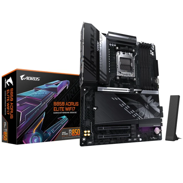 GIGABYTE B850 AORUS Elite WIFI7 anakart - AMD Ryzen 9000 serisi CPU'lar, 14+2+2 fazlı dijital VRM, 8200MHz'e kadar DDR5 (OC), 1xPCIe 5.0 + 2xPCIe 4.0 M.2, 2.5 LAN, WiFi 7, USB 3.2 Gen 2x2 ürün görseli 1