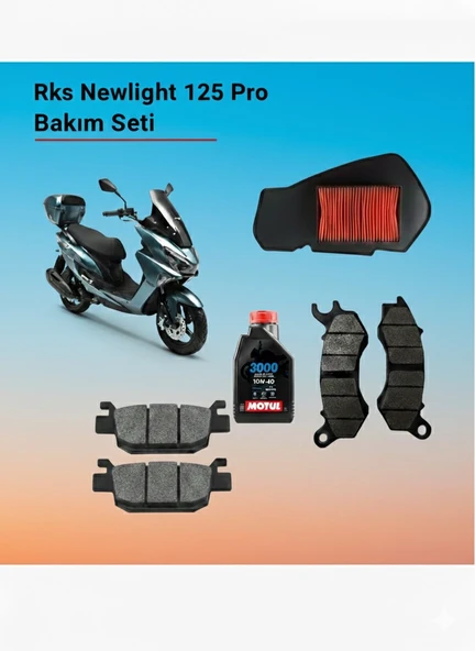 Rks Newlight 125 Pro Bakım Seti Ön-Arka Balata Filtre Ve Motul Motor Yağı 4Lü Set ürün görseli 1