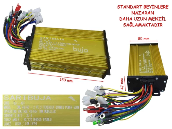 Ebıs E-Bis Hız Kontrol Cdi Akıllı Beyin 48-60V 500W Sarı Uzun Menzil ürün görseli 1