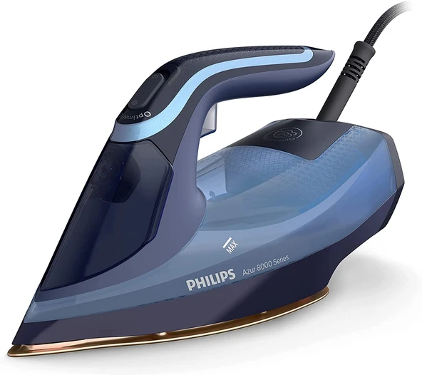 Philips Azur 8000 Serisi Buharlı Ütü - 55 g/dk sürekli buhar, 240 g şok buhar, 3000 W, OptimalTEMP teknolojisi, SteamGlide Elite, açık mavi (DST8020/20) ürün görseli 1