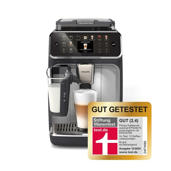 Philips Serisi 5500 tam otomatik kahve makinesi - LatteGo süt sistemi, 20 sıcak ve soğuk kahve spesiyalitesi, SilentBrew ile %40 daha sessiz, QuickStart, siyah ve gümüş (EP5546/70) ürün görseli 1