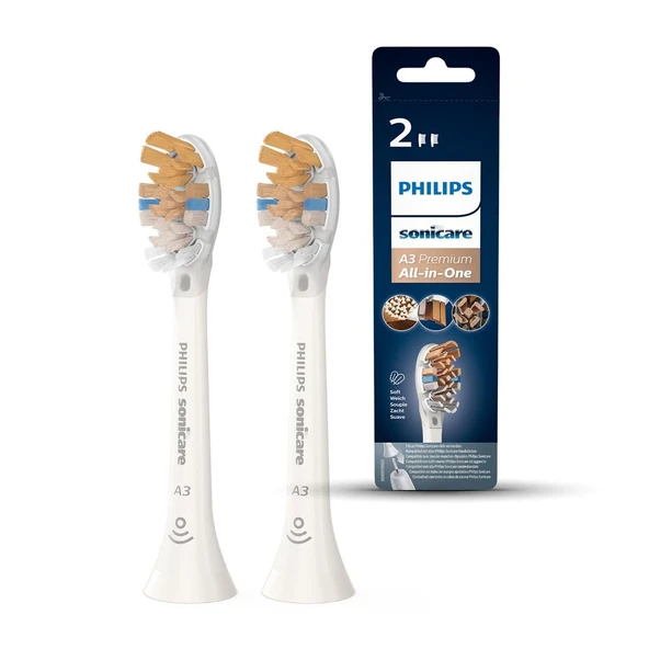 Philips Sonicare Original A3 Premium Hepsi Bir Arada Standart Sonic Diş Fırçası Başlıkları - 2'li Beyaz Paket (Model HX9092/10) ürün görseli 1