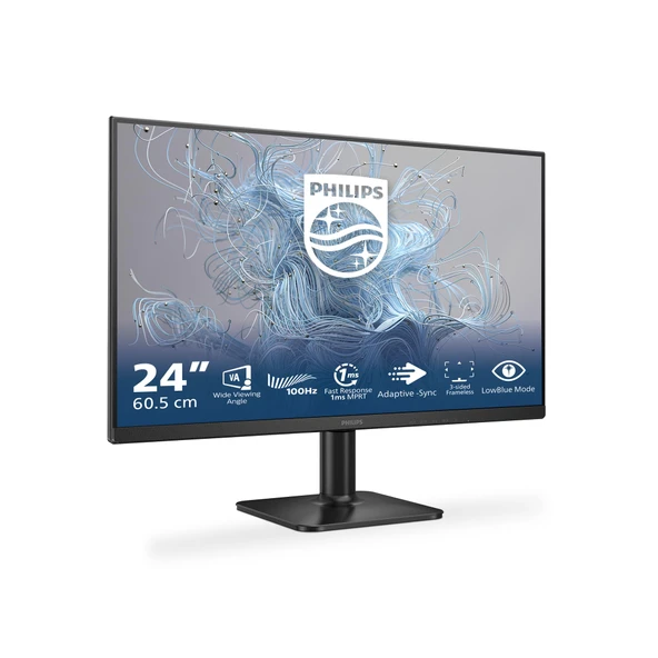 Philips 24E2N1100LB - 24 inç Full HD monitör, uyarlanabilir görüntü senkronizasyonu (1920x1080, 100 Hz, 1x D-Sub, 1x HDMI 1.4) siyah ürün görseli 1