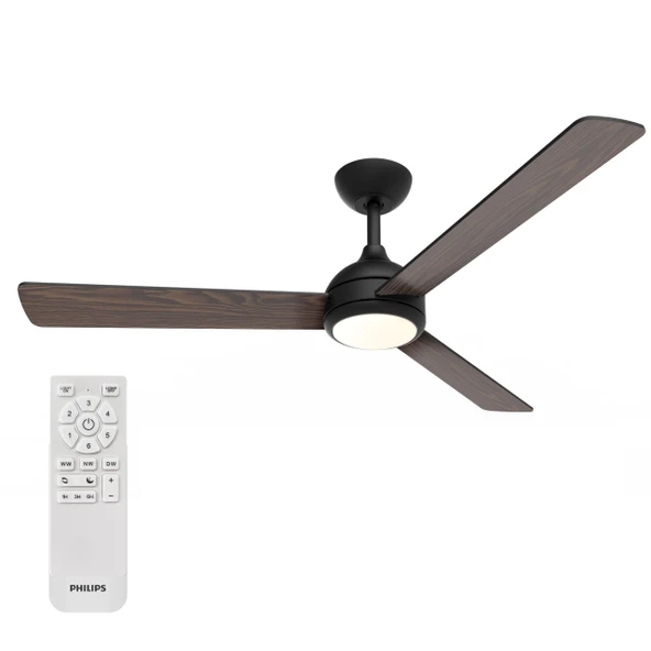 Philips Civx LED aydınlatmalı tavan vantilatörü, 3 kanat, 132 cm çap, 2500 lümen, üç beyaz ışık tonu (3000 K / 4500 K / 6500 K), %10'a kadar kısılabilir, uzaktan kumanda dahil ürün görseli 1