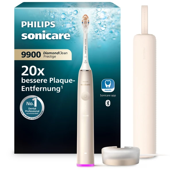 Philips Sonicare DiamondClean Prestige 9900 elektrikli diş fırçası - 1x A3 premium hepsi bir arada fırça başlığı ve şampanya renginde şarj kutusuyla sonik diş fırçası (model HX9992/11) ürün görseli 1
