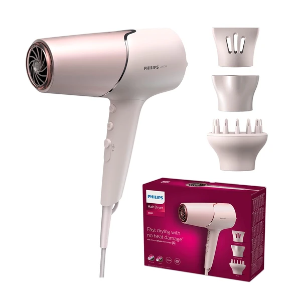 Philips 5000 Serisi Saç Kurutma Makinesi - ThermoShield Teknolojisine, Hacim Yayıcıya ve Sedef 9mm ve 11mm Nozula Sahip Saç Kurutma Makinesi (BHD530/20) ürün görseli 1
