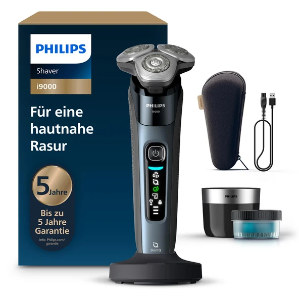 Philips Shaver i9000, Erkekler için Entegre Düzelticili Elektrikli Islak ve Kuru Tıraş Makinesi, Pudra Mavisi, Temizleme İstasyonu, Şarj İstasyonu ve Seyahat Çantası (Model X9001/30) ürün görseli 1