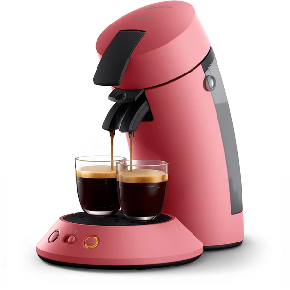Philips Senseo Original Plus kahve kapsülü makinesi, kahve sertliği seçimi, Coffee Boost teknolojisi, geri dönüştürülmüş plastik, yumuşak kırmızı (CSA210/35) ürün görseli 1