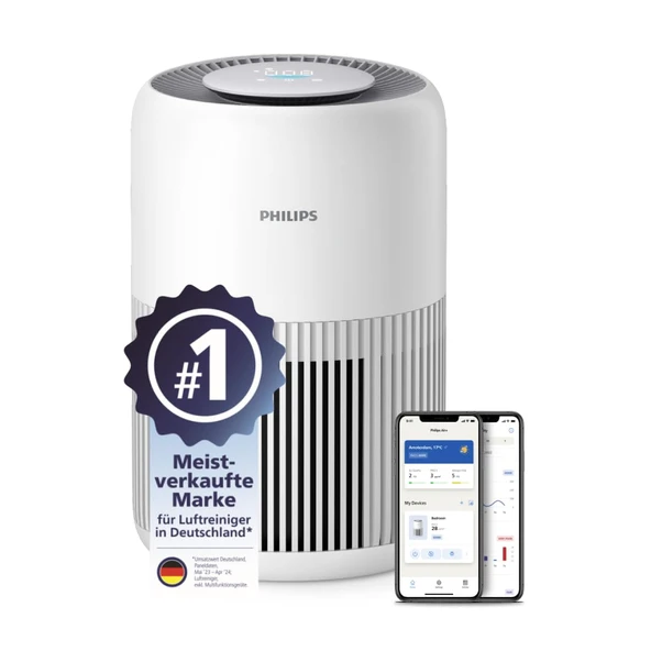 Philips 900 serisi hava temizleme cihazı, HEPA NanoProtect + aktif karbon filtre, 65 m² alerjisi olanlar için CADR 250 m³/saat, sessiz, akıllı ve enerji tasarruflu (AC0950/10) ürün görseli 1