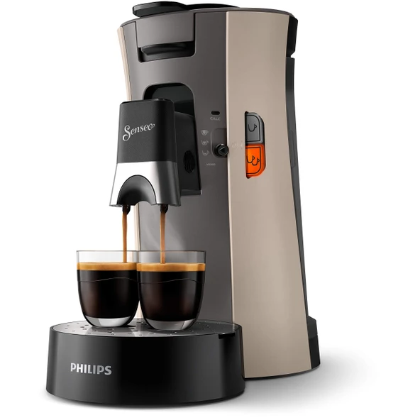 Philips Senseo Select CSA240/30 kahve yastık makinesi - kahve sertliği seçimi Plus, not işlevi, geri dönüştürülmüş plastikten yapılmış, 1450 watt, 0,9 L, 31 x 15,5 x 31 cm, bej ürün görseli 1