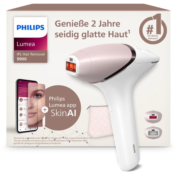 Philips Lumea IPL 9900 Serisi - 2 yıla kadar ipeksi pürüzsüzlükte bir cilt¹ için IPL epilasyon cihazları, vücut ve yüz için 2 aparatla, kablosuz, lazer epilasyona alternatif (BRI950/02) ürün görseli 1