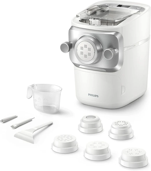 Philips Makarna Makinesi Serisi 7000 - ProExtrude Teknolojisi, Tam Otomatik, Mükemmel Karıştırma Teknolojisi, 6 Şekillendirme Diski, Beyaz (HR2660/00) ürün görseli 1