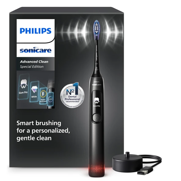Philips Sonicare AdvancedClean Sınırlı Üretim Elektrikli Diş Fırçası - Akıllı Ekran, Basınç Sensörü, Fırça Başlığı Değiştirme Hatırlatıcısı, 5 Fırçalama Modu ve SmarTimer, Siyah, HX3792/11 ürün görseli 1