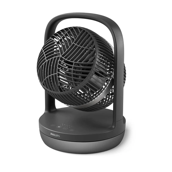 Philips Salınımlı Masa Vantilatörü Seri 3000, 23 dB'de SilentWings Teknolojisi ile Güçlü ve Süper Sessiz, Taşıması Kolay, 180° Eğimli, Zamanlayıcı, Siyah (CX3050/01) ürün görseli 1