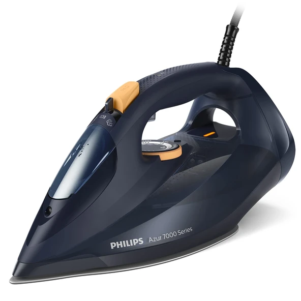 Philips Azur 7000 Serisi Buharlı Ütü - 3000W, 55 g/dk Sürekli Buhar, 250 g Pişmiş Buhar, Dikey Buhar, SteamGlide Elite Taban, Koyu Mavi/Sarı (DST7060/20) ürün görseli 1