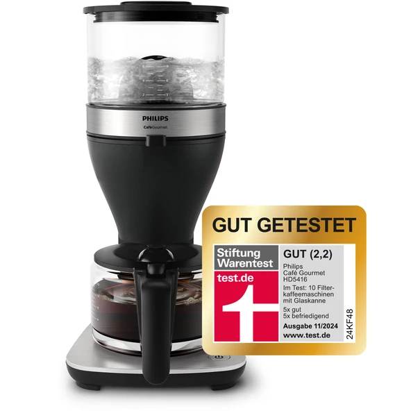 Philips filtre kahve makinesi - 1,25 litre kapasite, 15 fincana kadar, Kaynat ve Demle, siyah/gümüş (HD5416/60) ürün görseli 1
