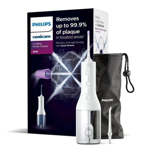 Philips Sonicare Kablosuz Power Flosser 3000 Ağız Sulama Cihazı; Diş, Diş Eti ve Diş Bakımı için Su Pensesi, Beyaz (Model HX3826/31) ürün görseli 1