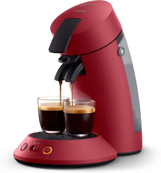 Philips Senseo Original Plus kahve makinesi (kahve sertliği seçeneği, kahve artırma teknolojisi, geri dönüştürülmüş plastikten yapılmış), kırmızı, CSA210/90 ürün görseli 1