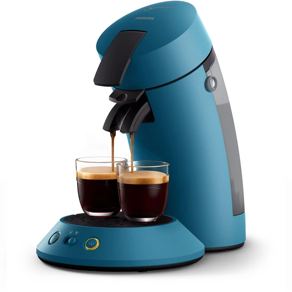 Philips Senseo Original Plus kahve kapsülü makinesi, kahve sertliği seçimi, Coffee Boost teknolojisi, geri dönüştürülmüş plastik, Blue Pavone (CSA210/00) ürün görseli 1